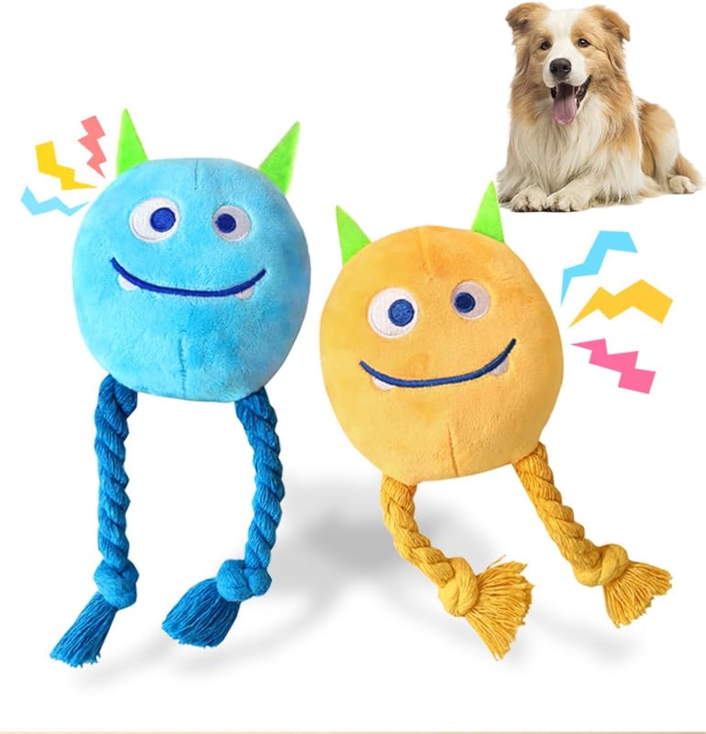 Hundespielzeug für kleine Hunde Welpenspielzeug zur Beschäftigung – Quietschendes Seil-Plüsch-Hundespielzeug für kleine und mittelgroße Rassen