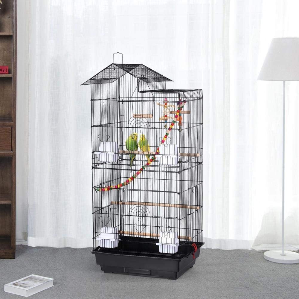 39-Zoll-Dach-Großflug-Papageienkäfig für kleine Mönchssittiche, Nymphensittiche, Sonnensittiche, Grünsittiche, Wellensittiche, Finken, Unzertrennliche, Kanarienvögel, Haustierkäfig mit Spielzeug