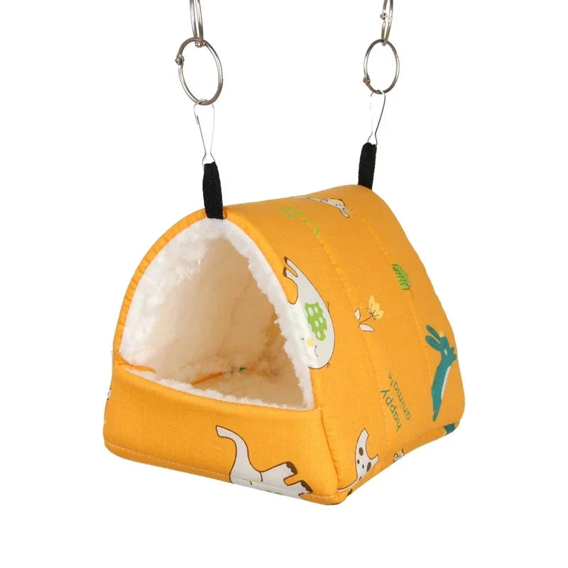 Cute Printed Hanging Pet Bed - Mini Nest for Birds, Hamsters, Guinea Pigs, Rabbits & Squirrels