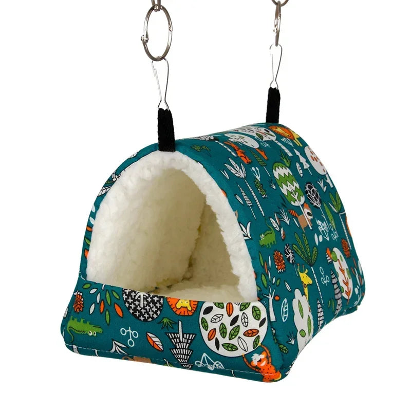 Niedliches Hänge-Tierbett mit Aufdruck – Mini-Nest für Vögel, Hamster, Meerschweinchen, Kaninchen & Eichhörnchen